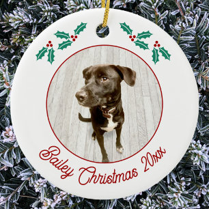 Personalized Pet Puppy Dog Christmas Photo Ceramic Ornament