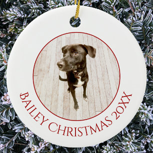 Personalized Pet Puppy Dog Christmas Photo Ceramic Ornament
