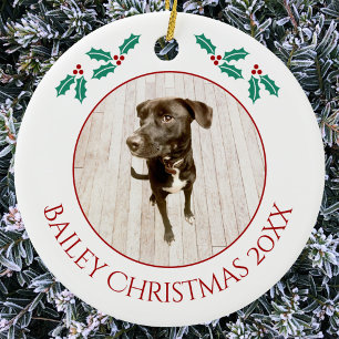 Personalized Pet Puppy Dog Christmas Photo Ceramic Ornament