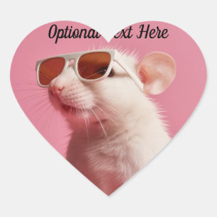 Personalized Pet Rat in Sunglasses Pink Heart Sticker