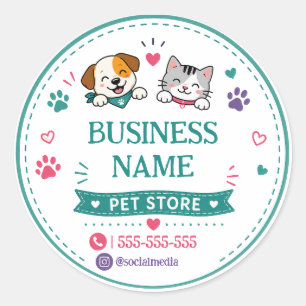 Personalized Pet Store Business Round Sticker