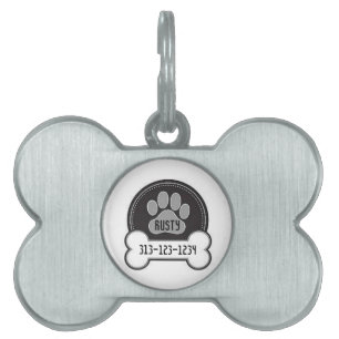 Personalized Pet Tag/Paw and Bone Tag