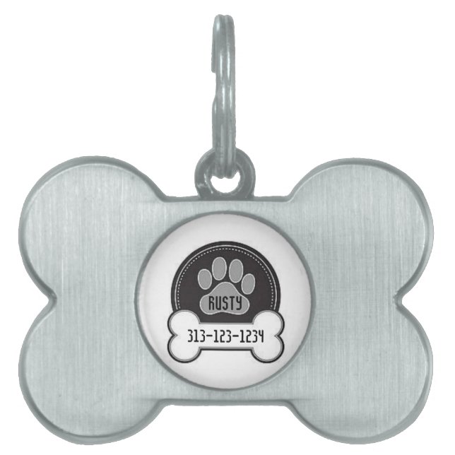 Personalized Pet Tag/Paw and Bone Tag (Front)
