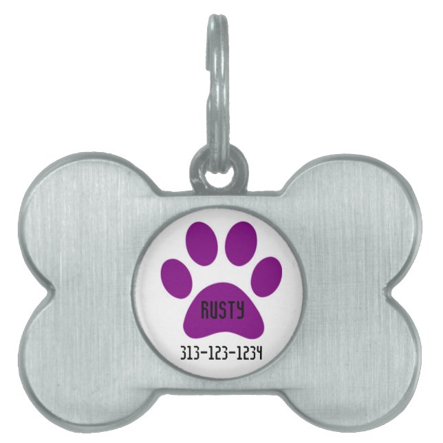 Personalized Pet Tag/Paw Print Pet ID Tag (Front)