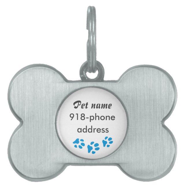 personalized pet tag with paw prints (Front)
