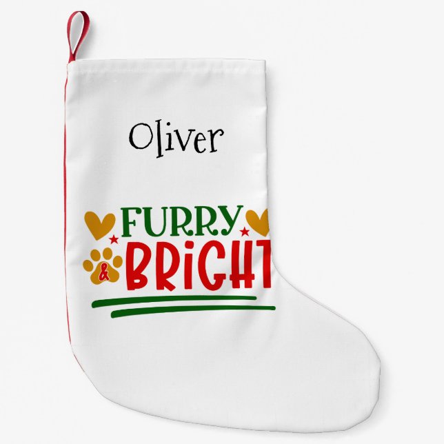 Personalized Pet Theme Furry and Bright Small Christmas Stocking (Front)