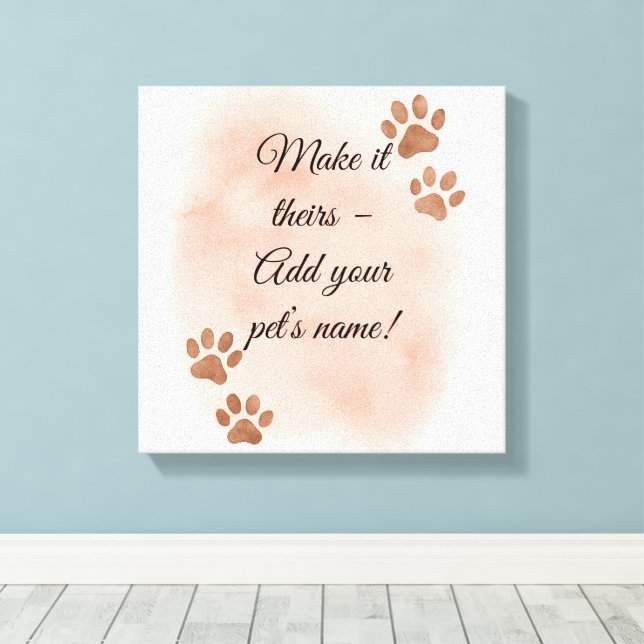 Personalized Pet Wall Art – Elegant Paw Print Desi (Insitu(Wood Floor))