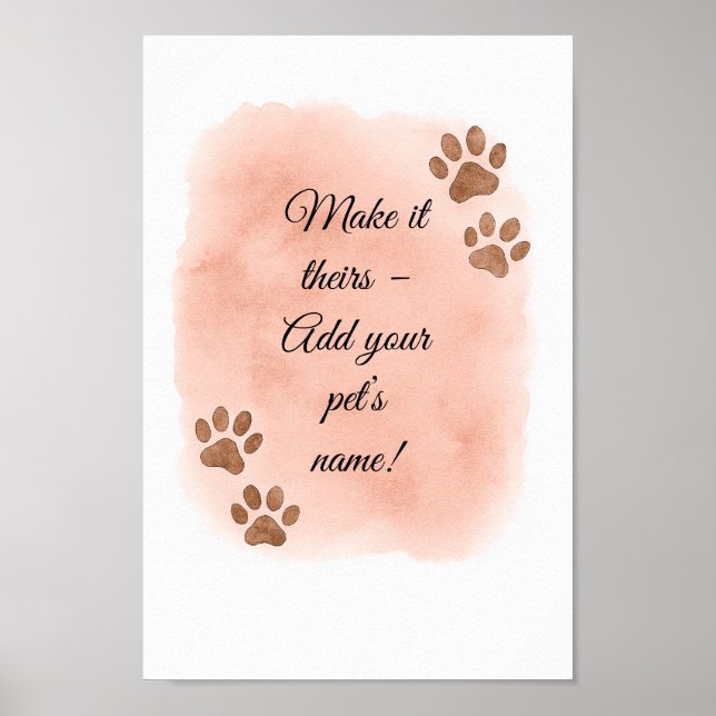Personalized Pet Wall Art – Elegant Paw Print Desi (Front)