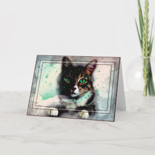 Personalized Pet Watercolor Design Cat  Card