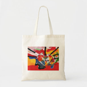 Personalized Peter Max Art Style heart tote bag