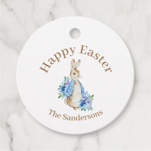 Personalized Peter Rabbit Watercolor Floral Easter Favour Tags