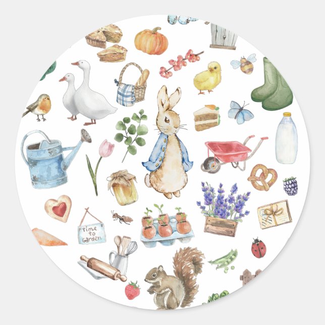 personalized peter the rabbit classic round sticker (Front)