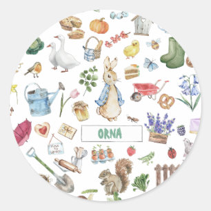 personalized peter the rabbit classic round sticker