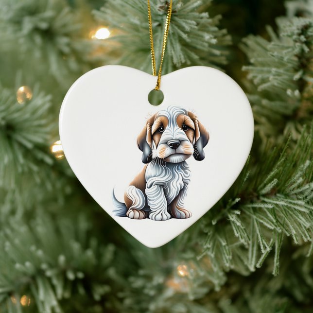 Personalized Petit Basset Griffon Vendéen Puppy Ceramic Ornament (Tree)