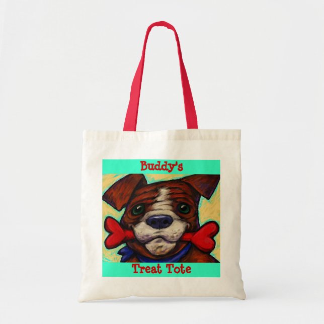 Personalized Pet's Name Dog Treat Bones Tote Bag (Front)