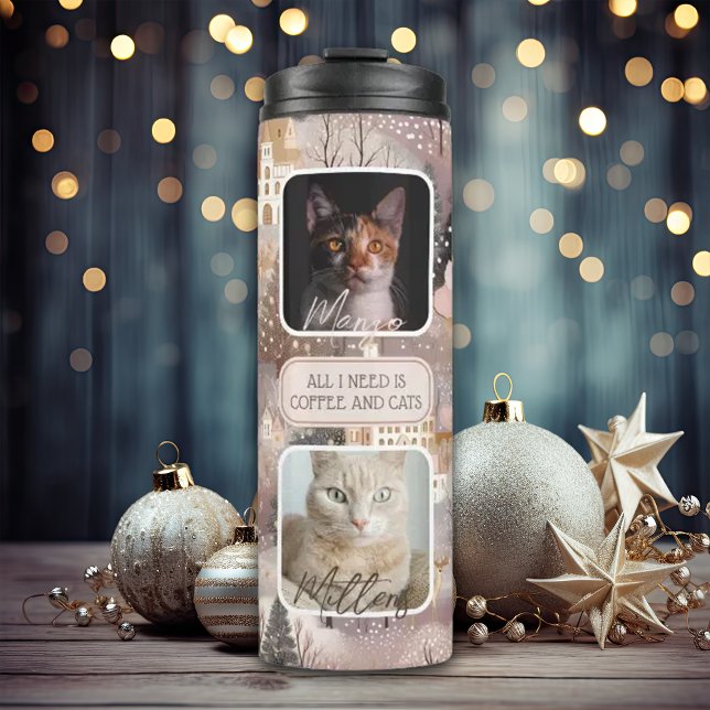 Personalized Pets Photo Collage Christmas  Thermal Tumbler (Creator Uploaded)