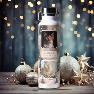 Personalized Pets Photo Collage Christmas  Water Bottle
