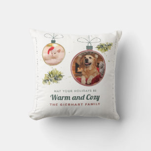 Personalized Pets Photos Christmas Holiday Custom Throw Pillow