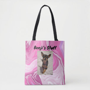 Personalized Pet's Stuff   Pink and White   Tote Bag