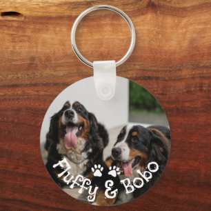 Personalized Pets Two Photo Dog Paws Keychain