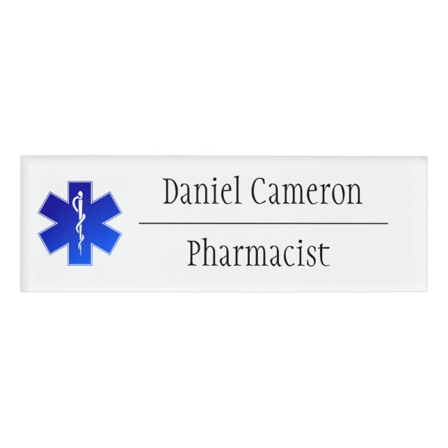 Personalized Pharmacist Name Tag (Front)