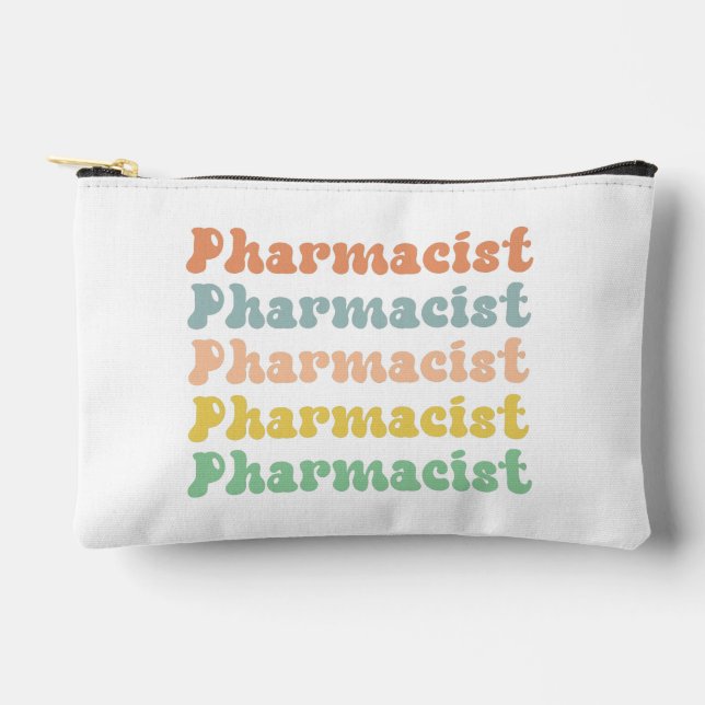 Personalized Pharmacist Retro Groovy Pharmacy Accessory Pouch (Front)