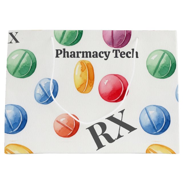 Personalized Pharmacy Custom CPhT Name Large Gift Bag (Front)