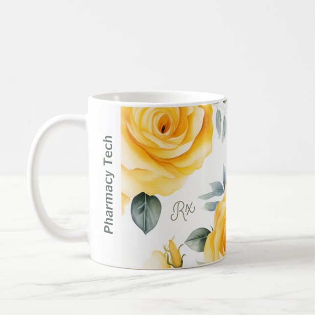 Personalized Pharmacy Mug Yellow Roses  (Left)