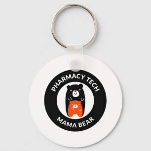 Personalized Pharmacy Tech Mama Bear Keychain