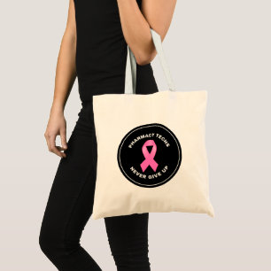 Personalized Pharmacy Tech Pink Ribbon Canvas Tote Bag