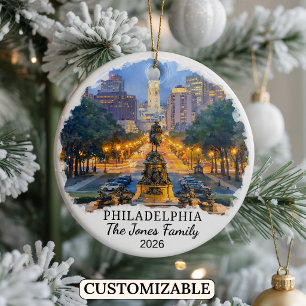 Personalized Philadelphia Ornament, Pennsylvania Ceramic Ornament