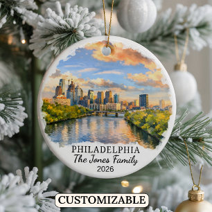 Personalized Philadelphia Ornament, Pennsylvania Ceramic Ornament
