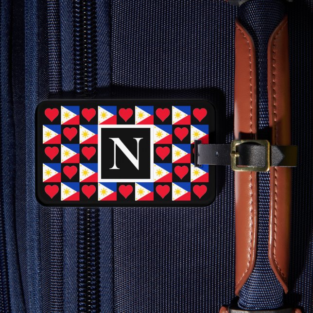 Personalized Philippines Flag Filipino Custom Text Luggage Tag (Front Insitu 4)