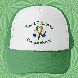 Personalized Philippines Ireland USA Flag Shamrock Trucker Hat