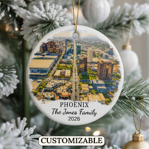 Personalized Phoenix Ornament, Custom Arizona Ceramic Ornament