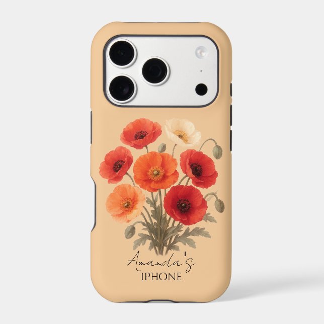 Personalized Phone Case, Poppy Flower  (Back)