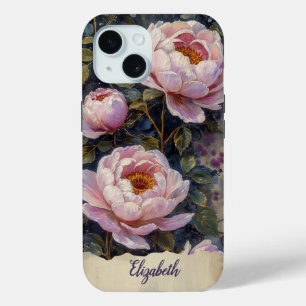 Personalized Phone Case Vintage Pink Peonies