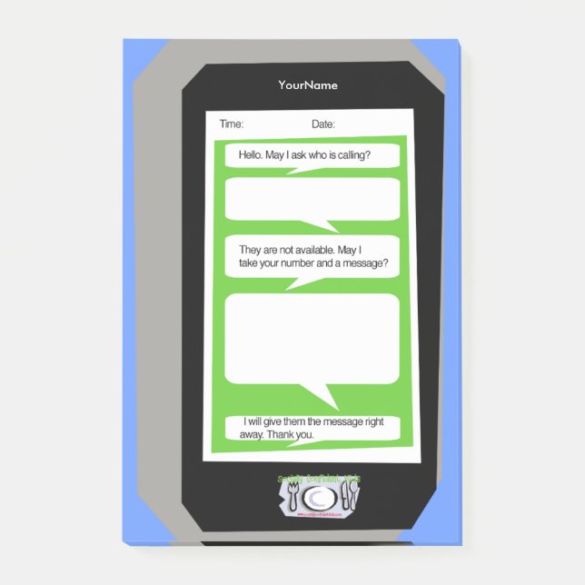 Personalized Phone Message Pad on Post It Note (Front)