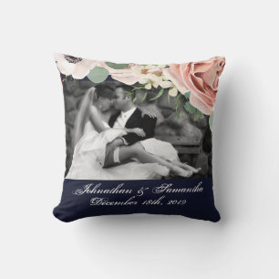 Personalized Photo 16"x16" Pillow Geometric Navy
