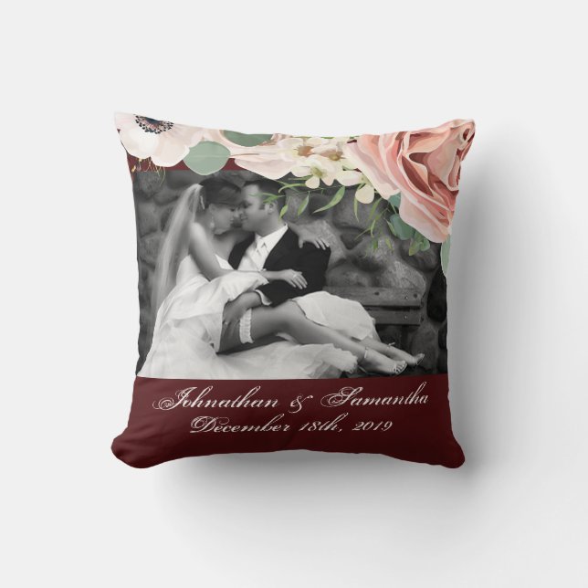 Personalized Photo 16"x16" Pillow Geometric Wine (Front)