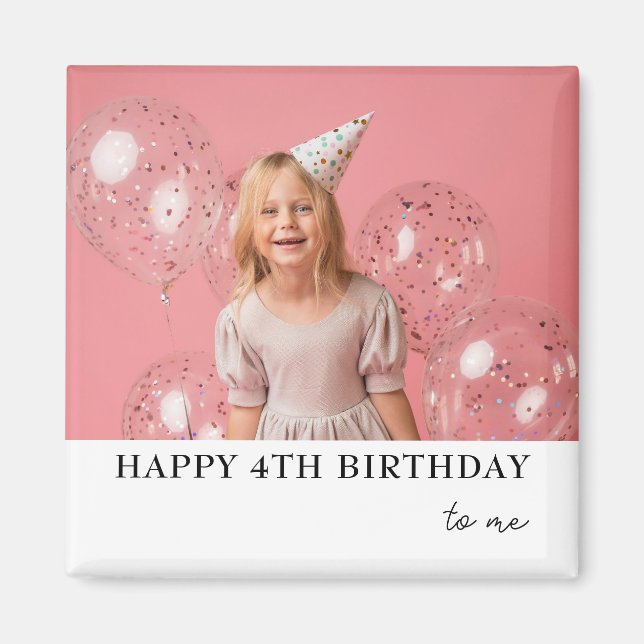 Personalized Photo 1st 2nd 4th 10th Birthday Party Magnet (Front)