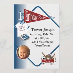 Personalized Photo 1st Birthday Invitation