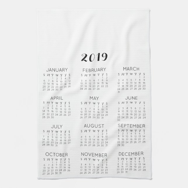 Personalized Photo 2019 Calendar DIY Kitchen Towel (Vertical)