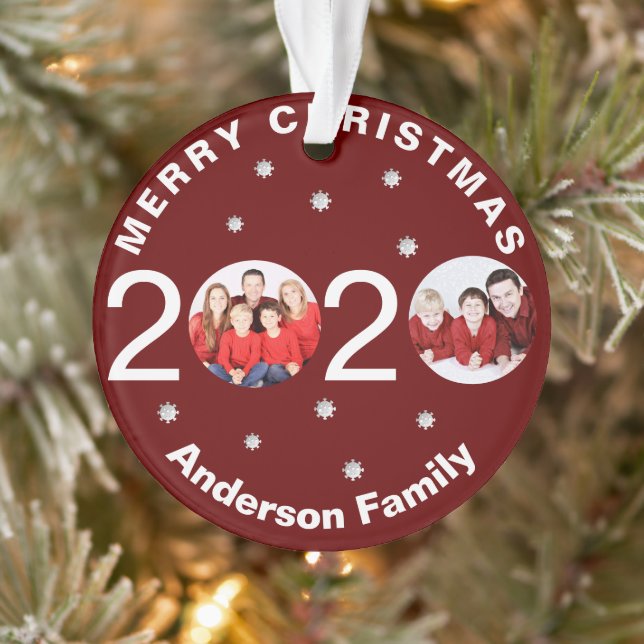 Personalized Photo 2020 Covid Christmas Tree Ornament (Tree)