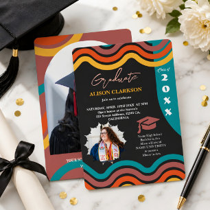 Personalized Photo 2025 Retro Funky Graduation Invitation