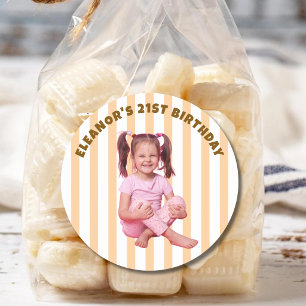 Personalized Photo 20th 30th Birthday Party Favour Classic Round Sticker
