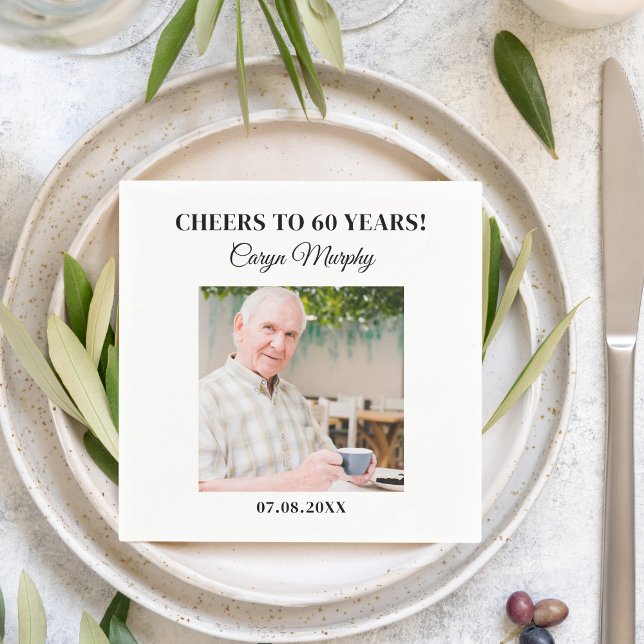 Personalized Photo 30th 40th 50th 60th 70 Birthday Napkin (Creator Uploaded)