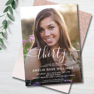 Personalized Photo 30th Birthday Party Thirty Invitation