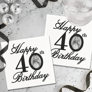 Personalized Photo 40th Birthday Party Napkin