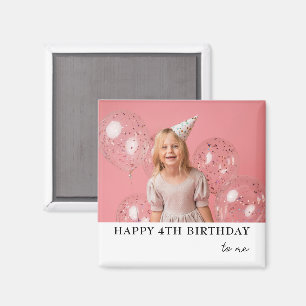 Personalized Photo 4th Birthday Party Favour Custo Magnet
